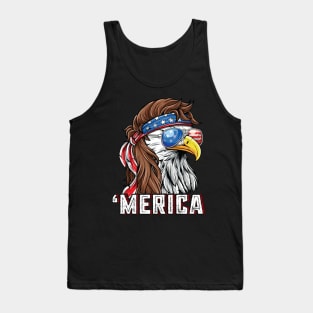 Merica USA American Flag Patriotic 4th of July Bald Eagle Tank Top